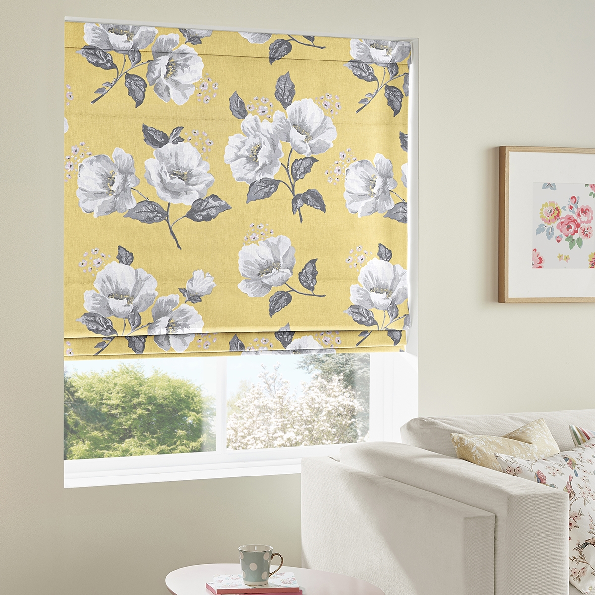 Product photograph of Cath Kidston Wild Poppies Citrine Roman Blind from Choice Furniture Superstore.